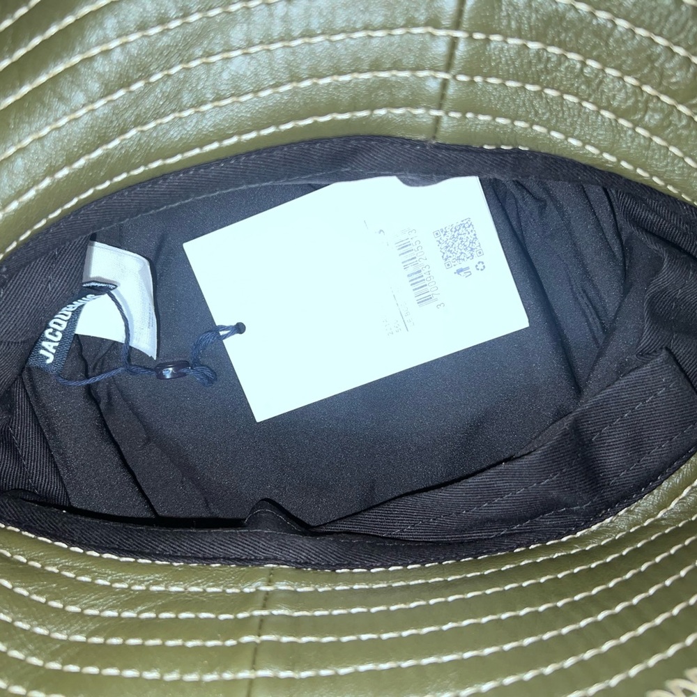 Jacquemus Khaki (Olive Green) Unisex Leather Bucket Hat - Picture 2 of 6